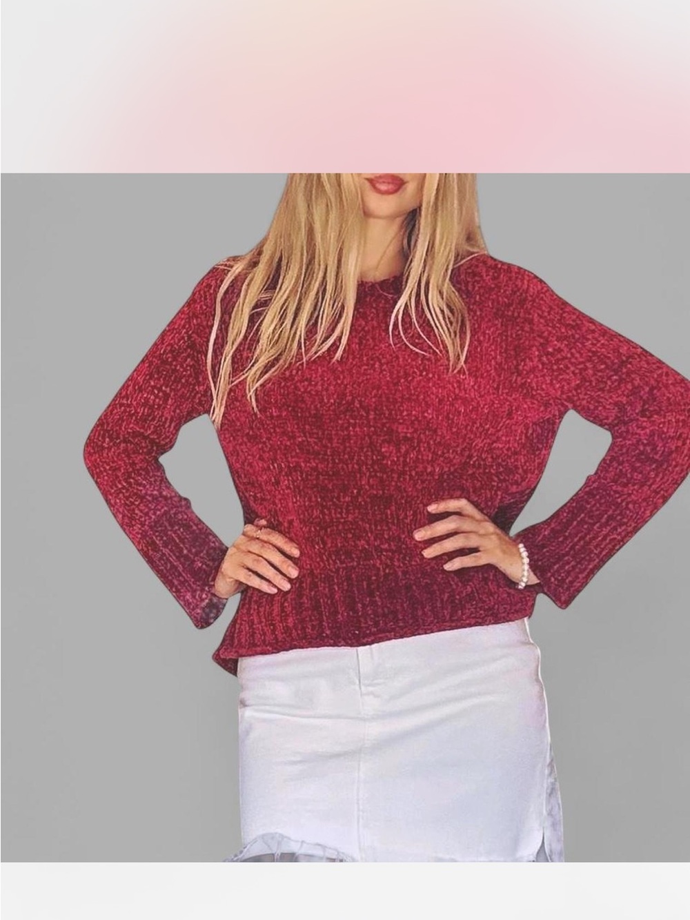 Crewneck Knit Sweater Burgundy color, Size M .by Romeo & Juliet Couture